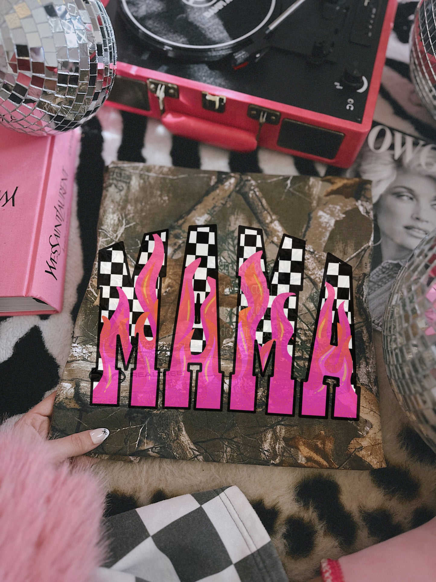 Pink checkered Flame Mama