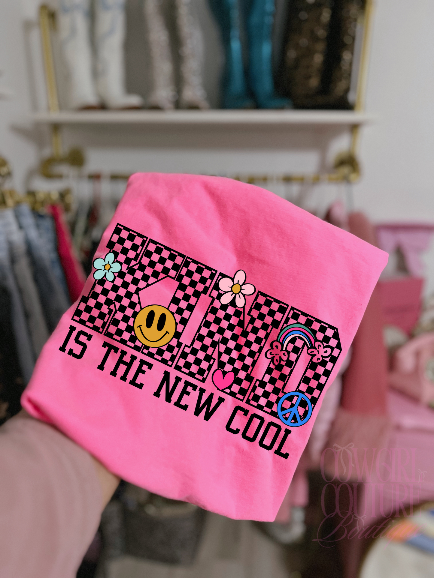 Kind is the new cool neon pink comfort colors tee