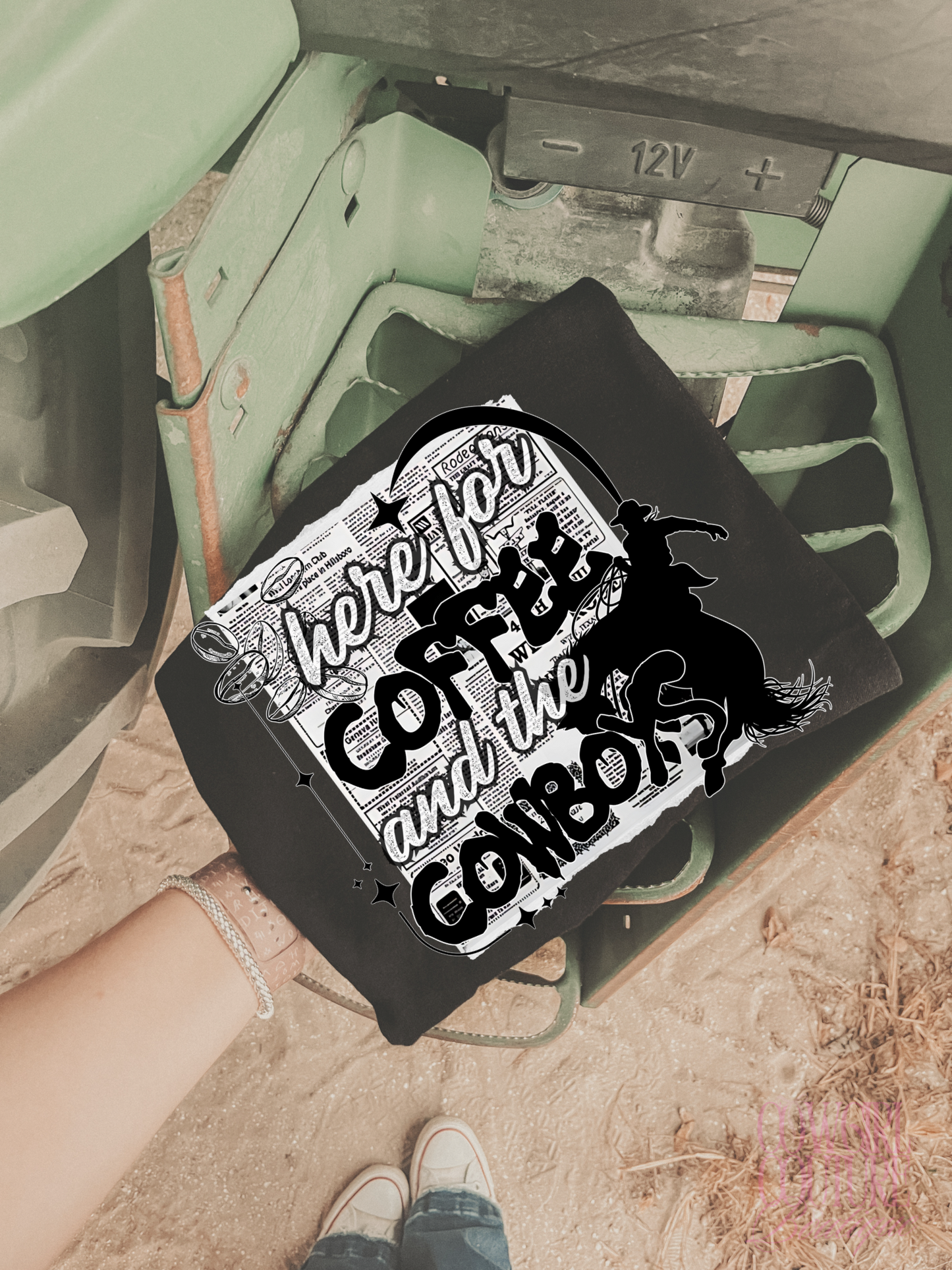 coffee & cowboys black comfort colors tee