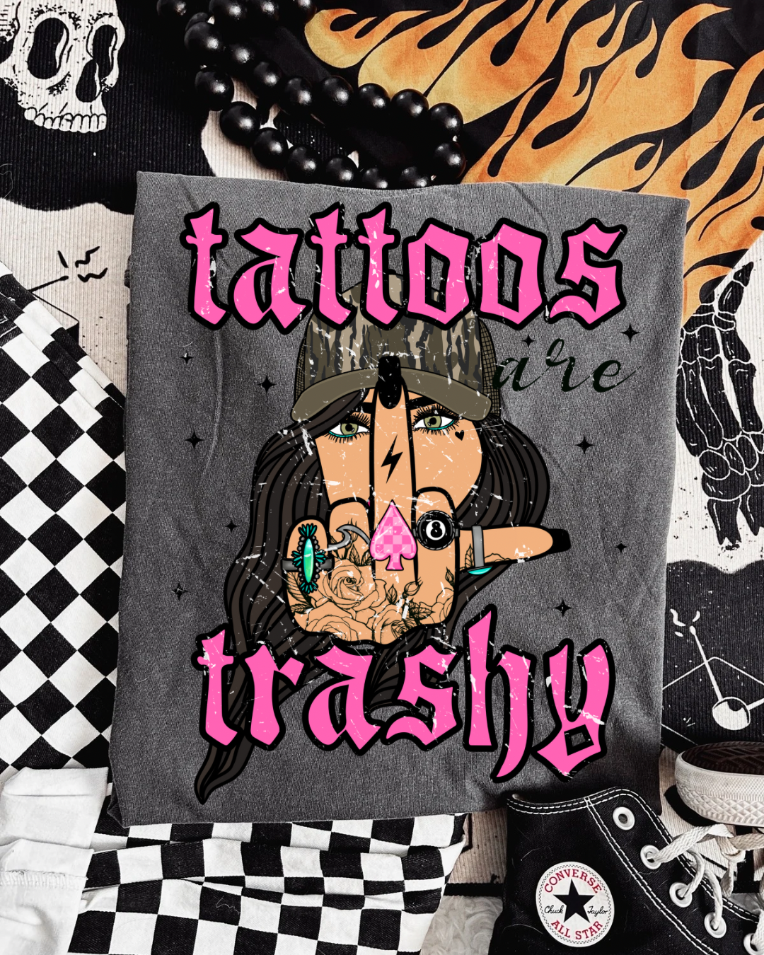 Tattoos are trashy pepper comfort colors tee