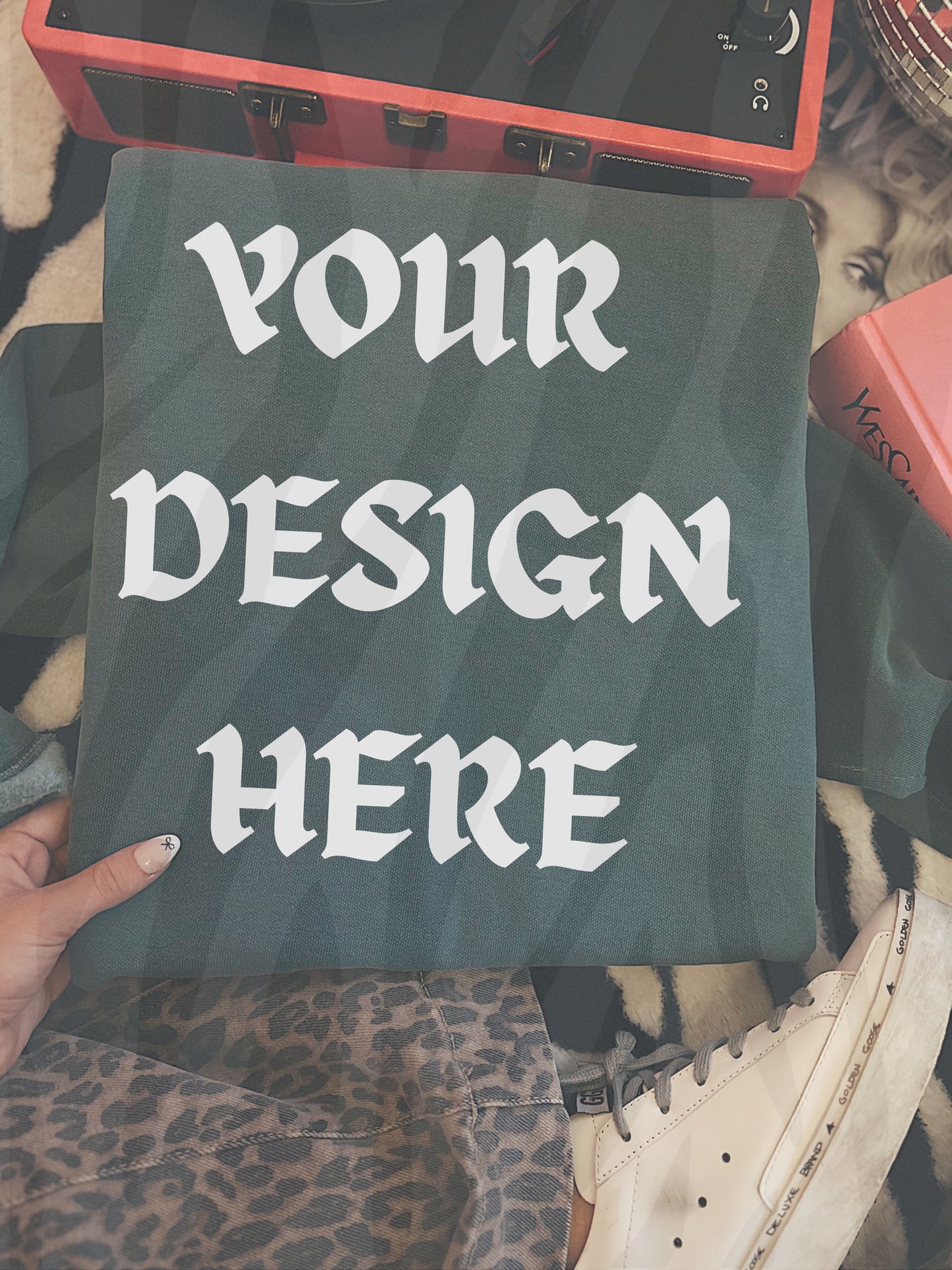 Comfort Colors Blue Spruce Crew Mockup