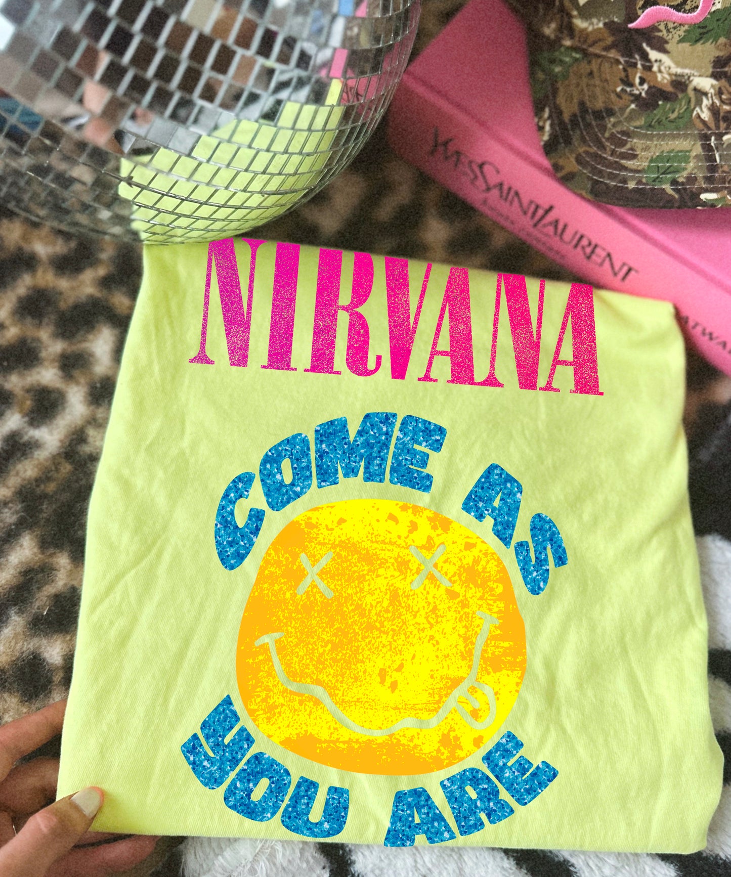 Retro neon lemon band comfort colors tee