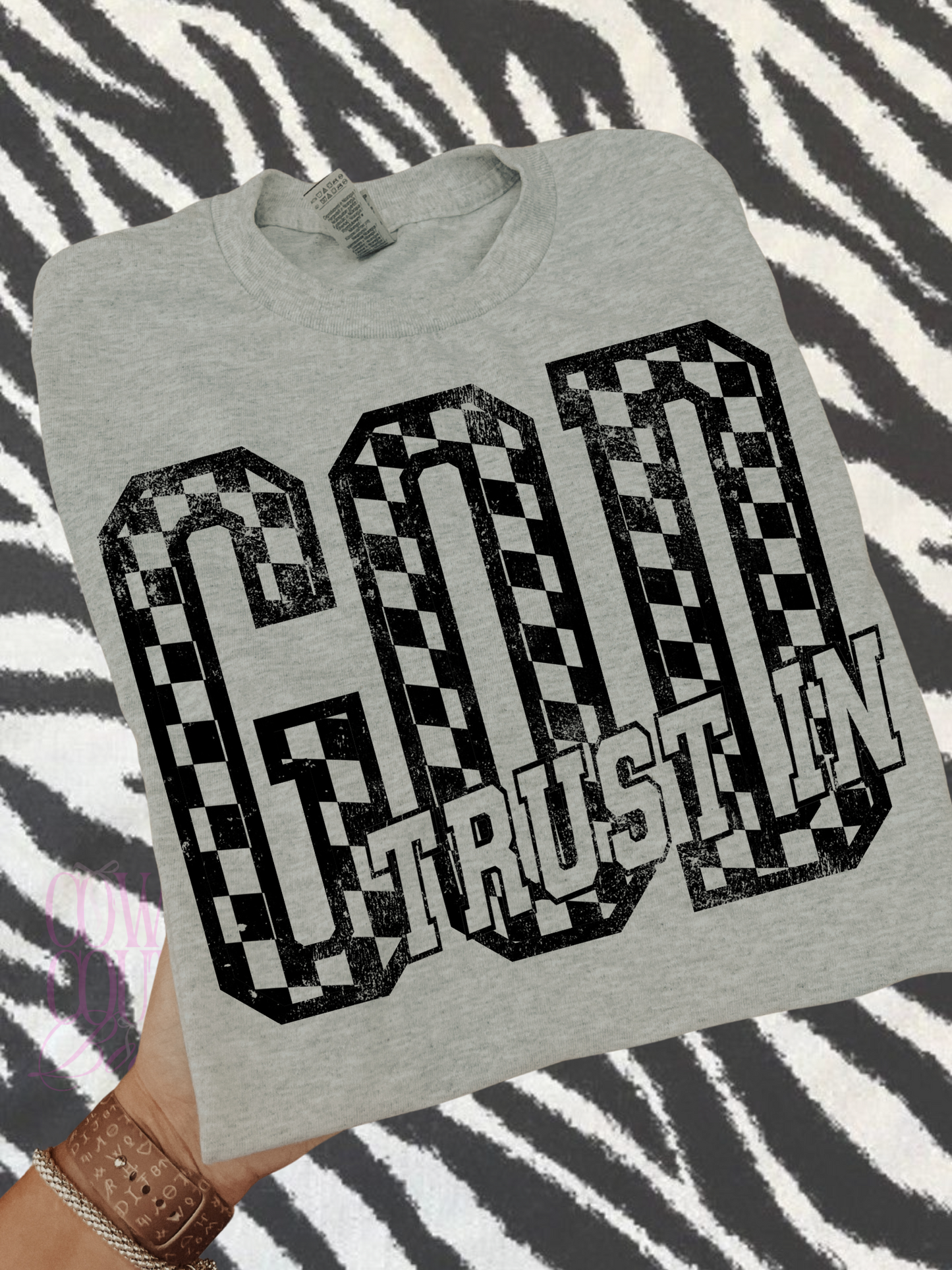 Trust in God heather gray gildan tee