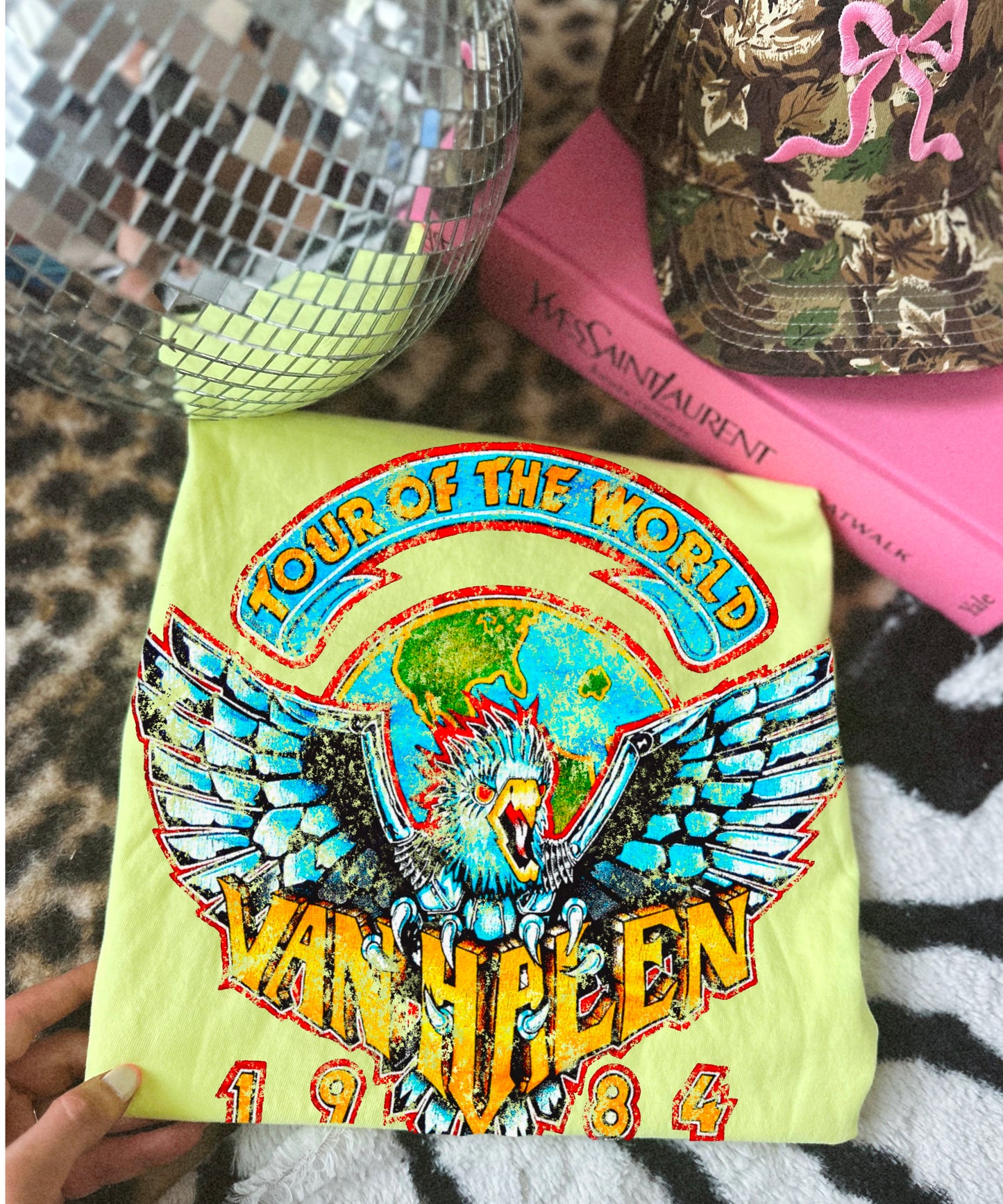 Vintage halen neon lemon comfort colors tee