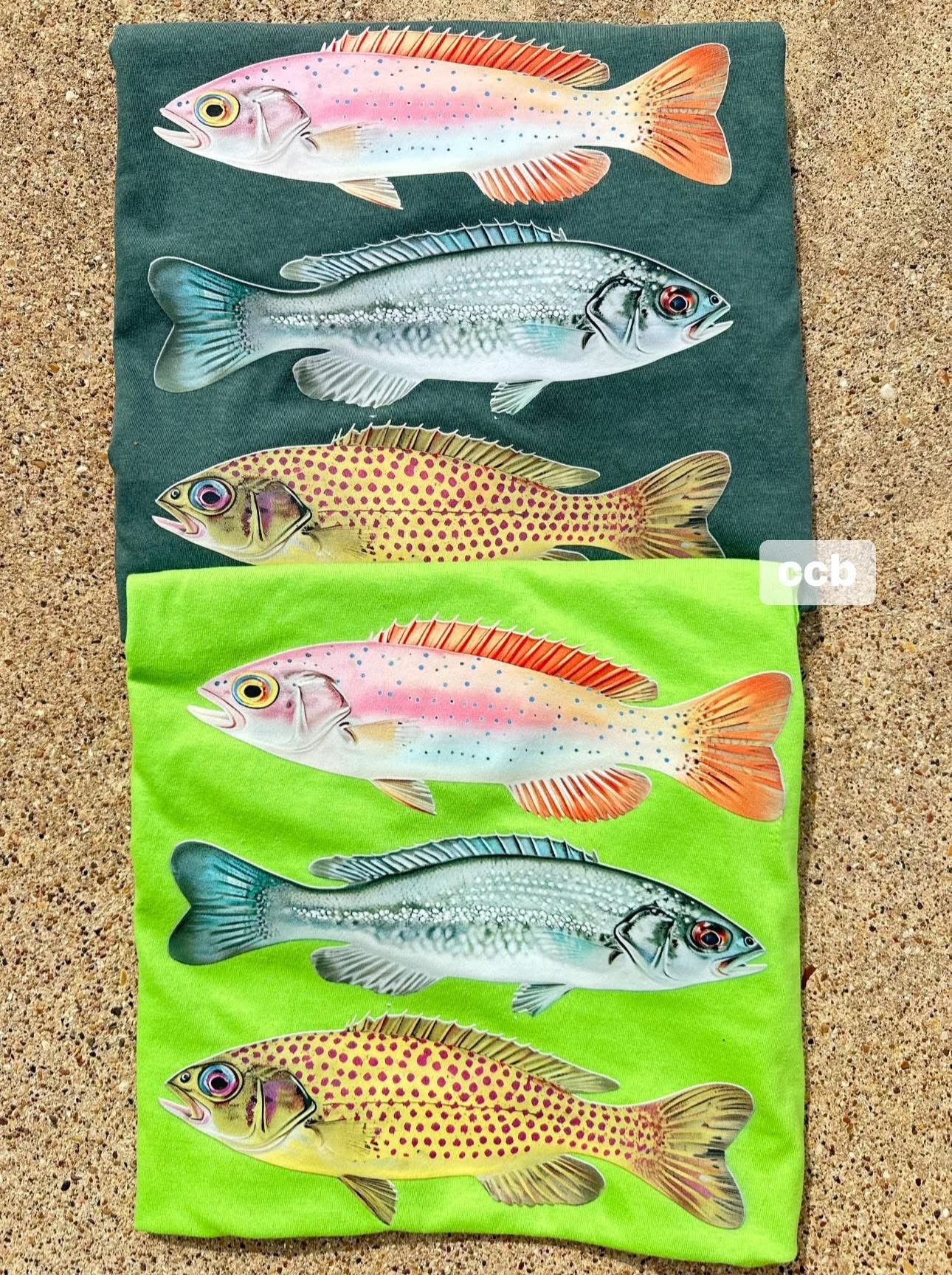Trendy Fish Blue Spruce Comfort Colors Tee (Top color)