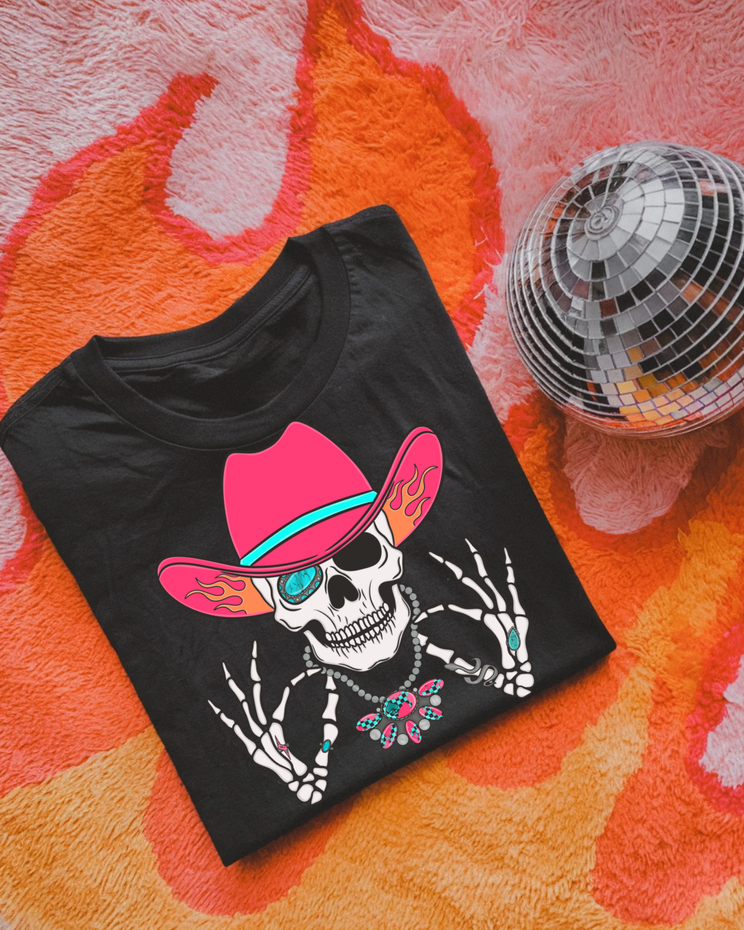 Retro skelly cowboy black comfort colors tee