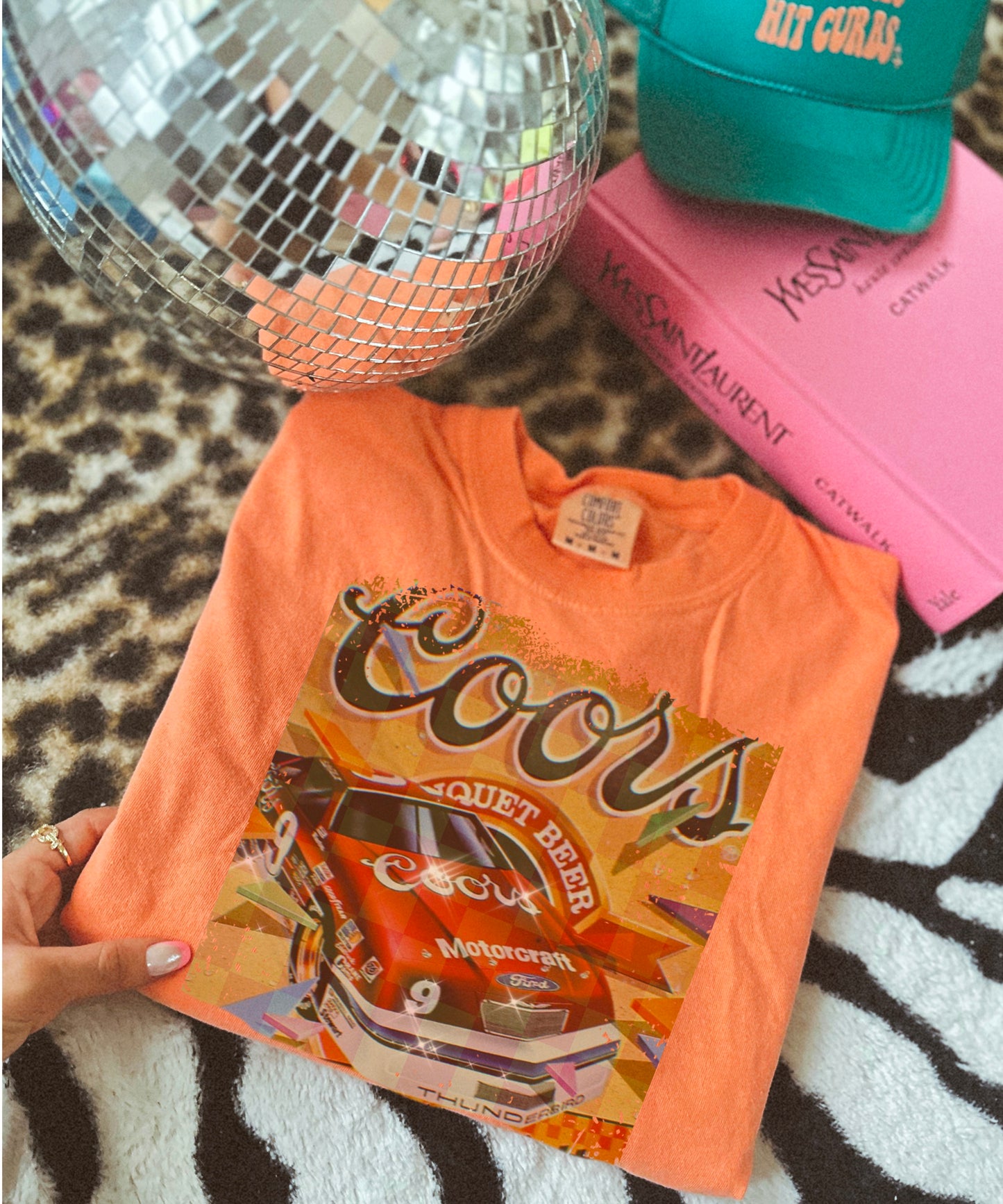 Banquet beer retro racer melon comfort colors tee