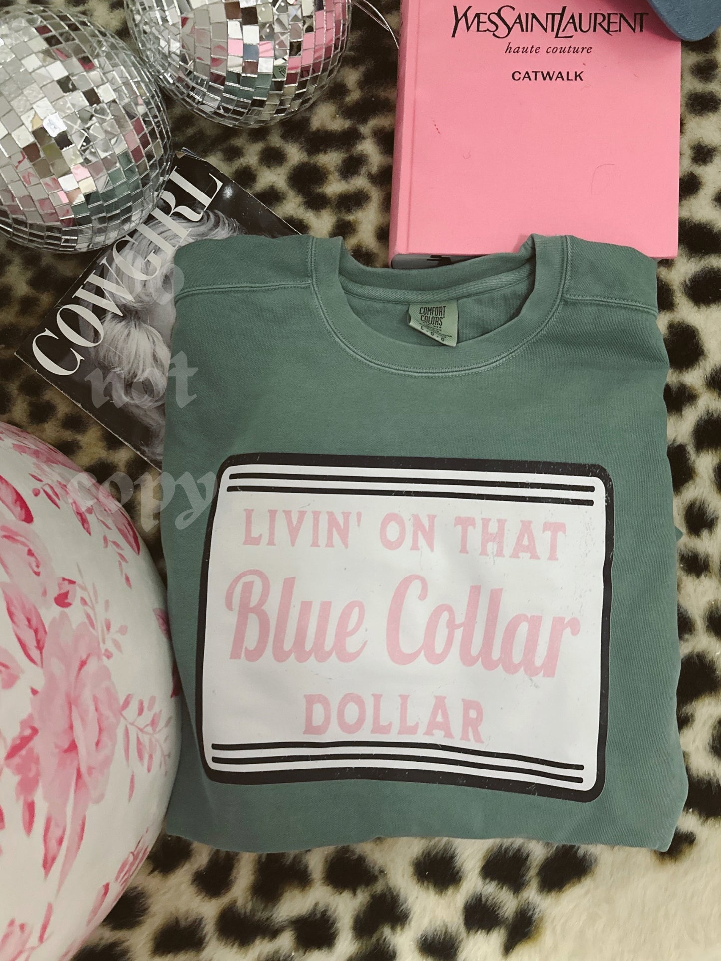 blue collar dollar seafoam comfort colors tee