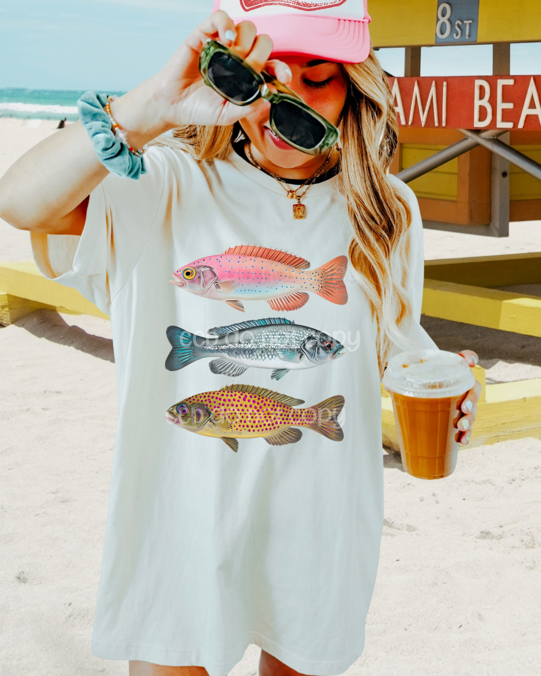 Trendy Fish Ivory Comfort Colors Tee