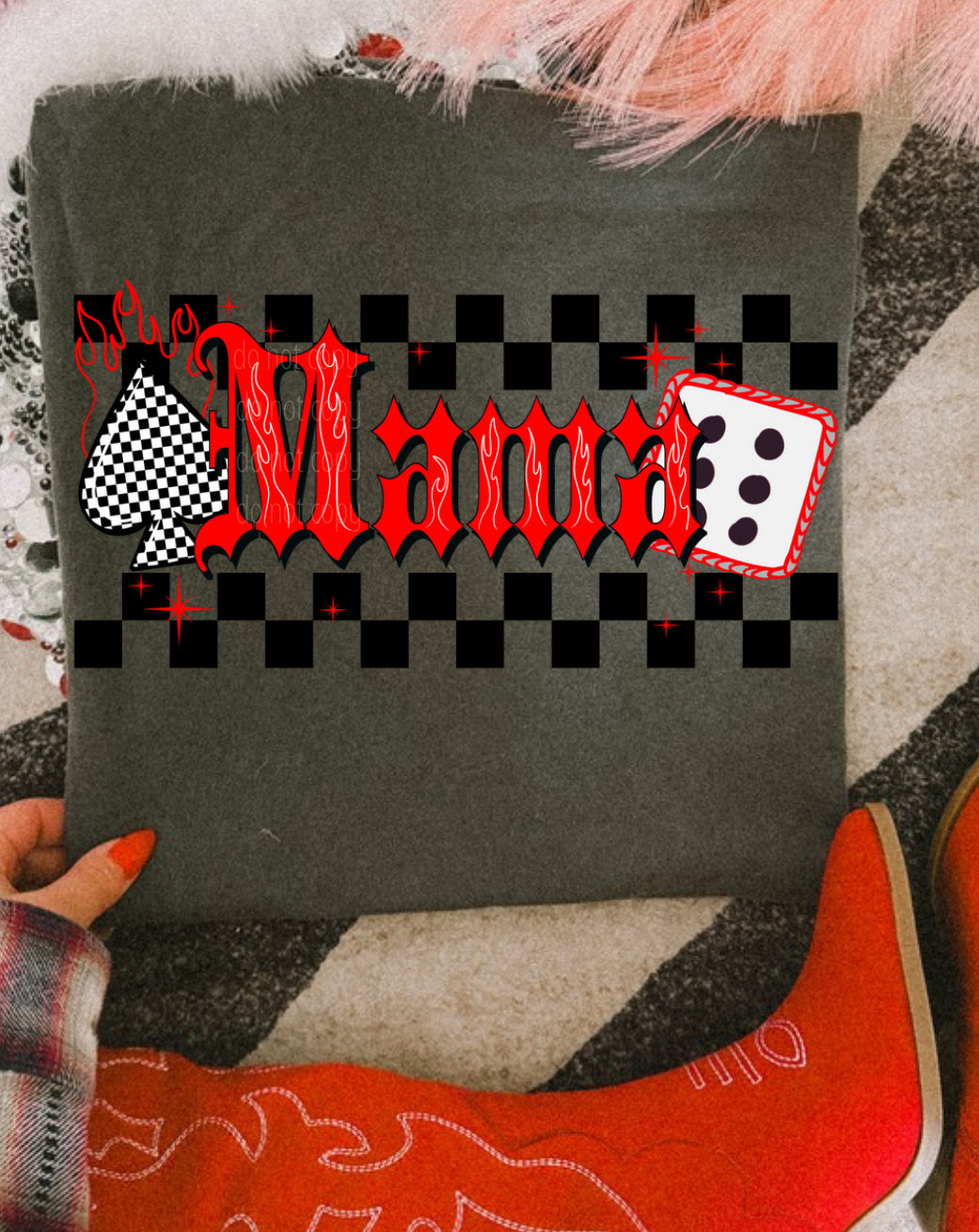 retro red checkered mama