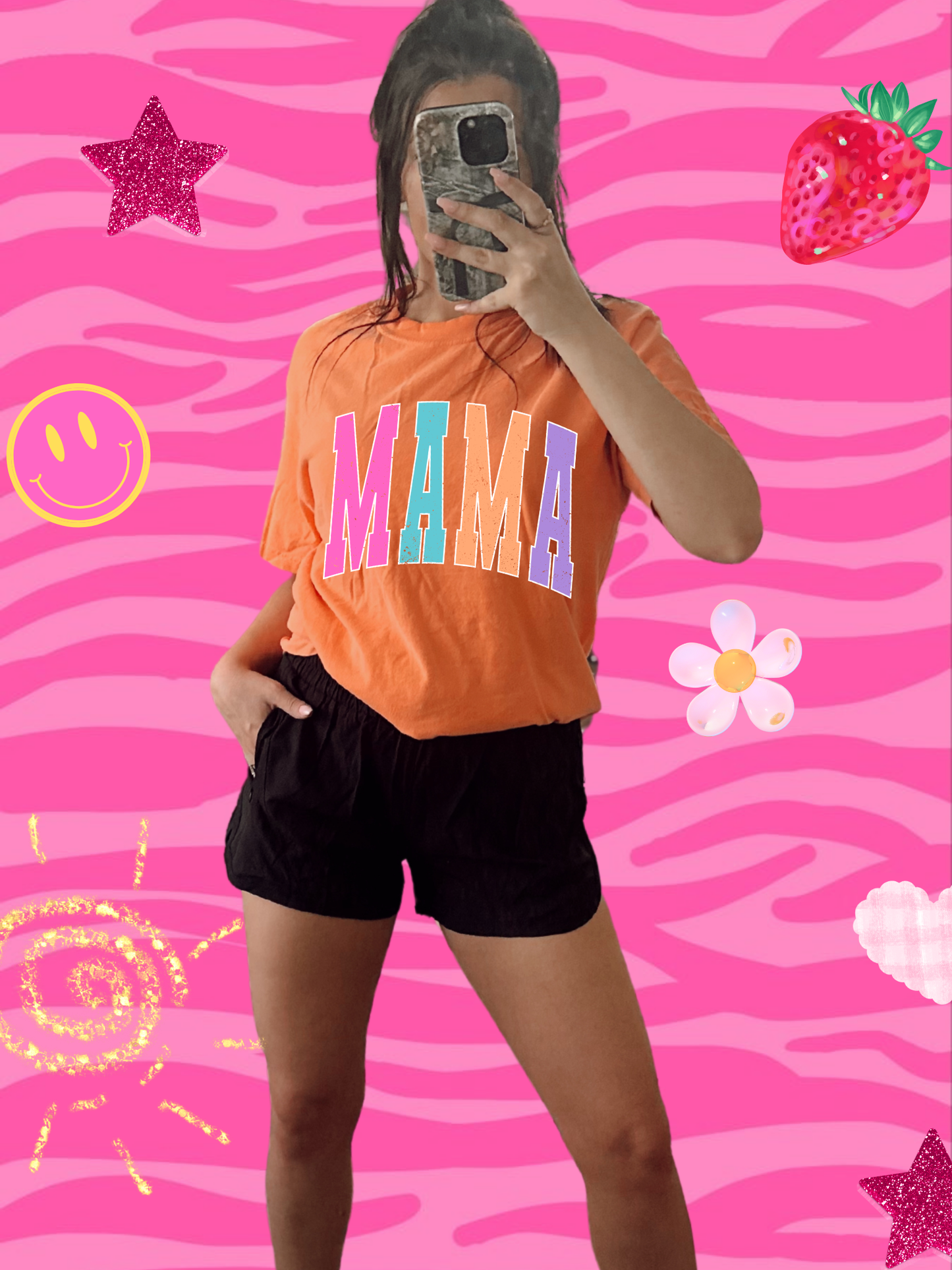 Colorblock varsity Mama Melon comfort colors tee