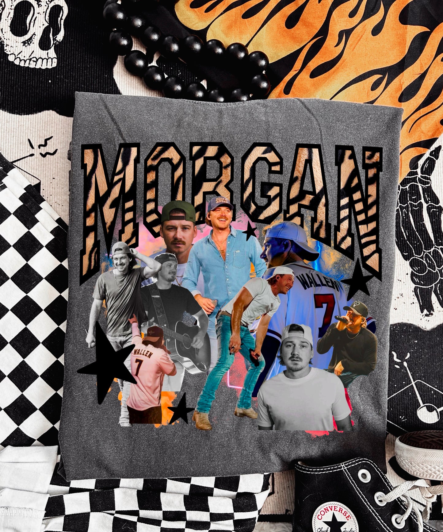 Morg w tiger print collage pepper comfort colors tee
