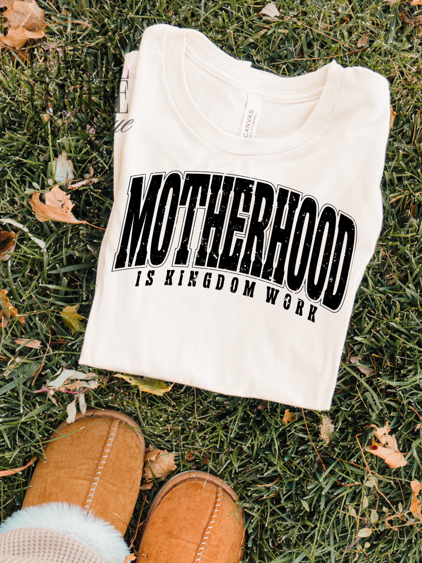 Motherhood is kingdom work white gildan tee