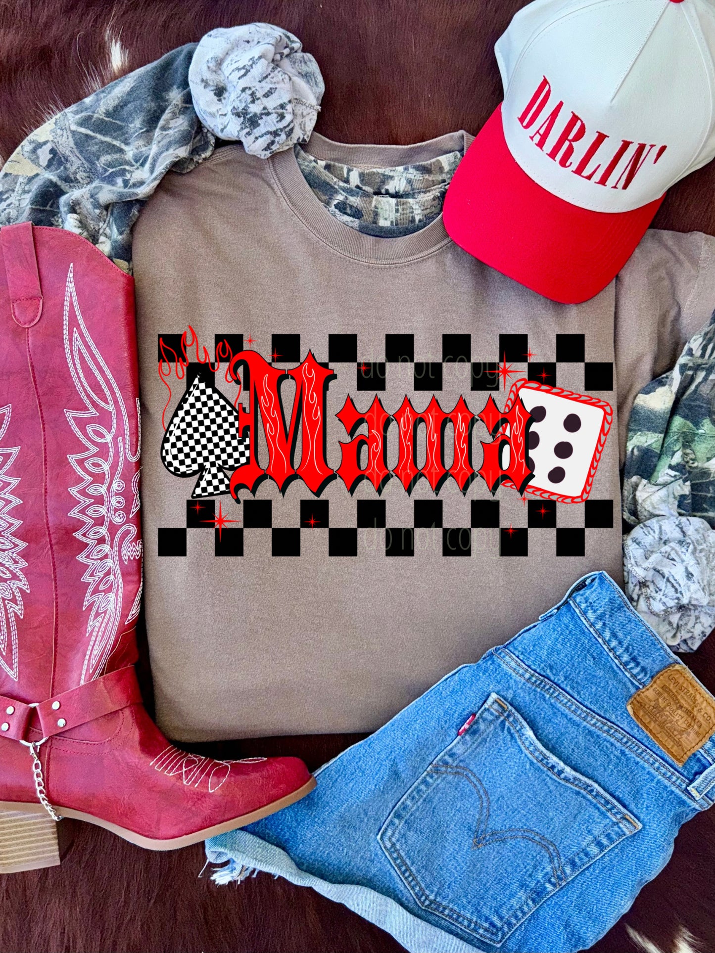 retro red checkered mama