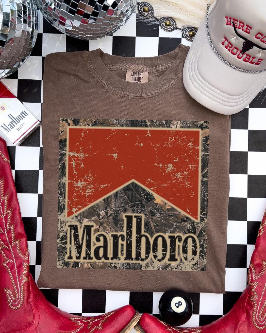 Real tree marlboro espresso comfort colors tee