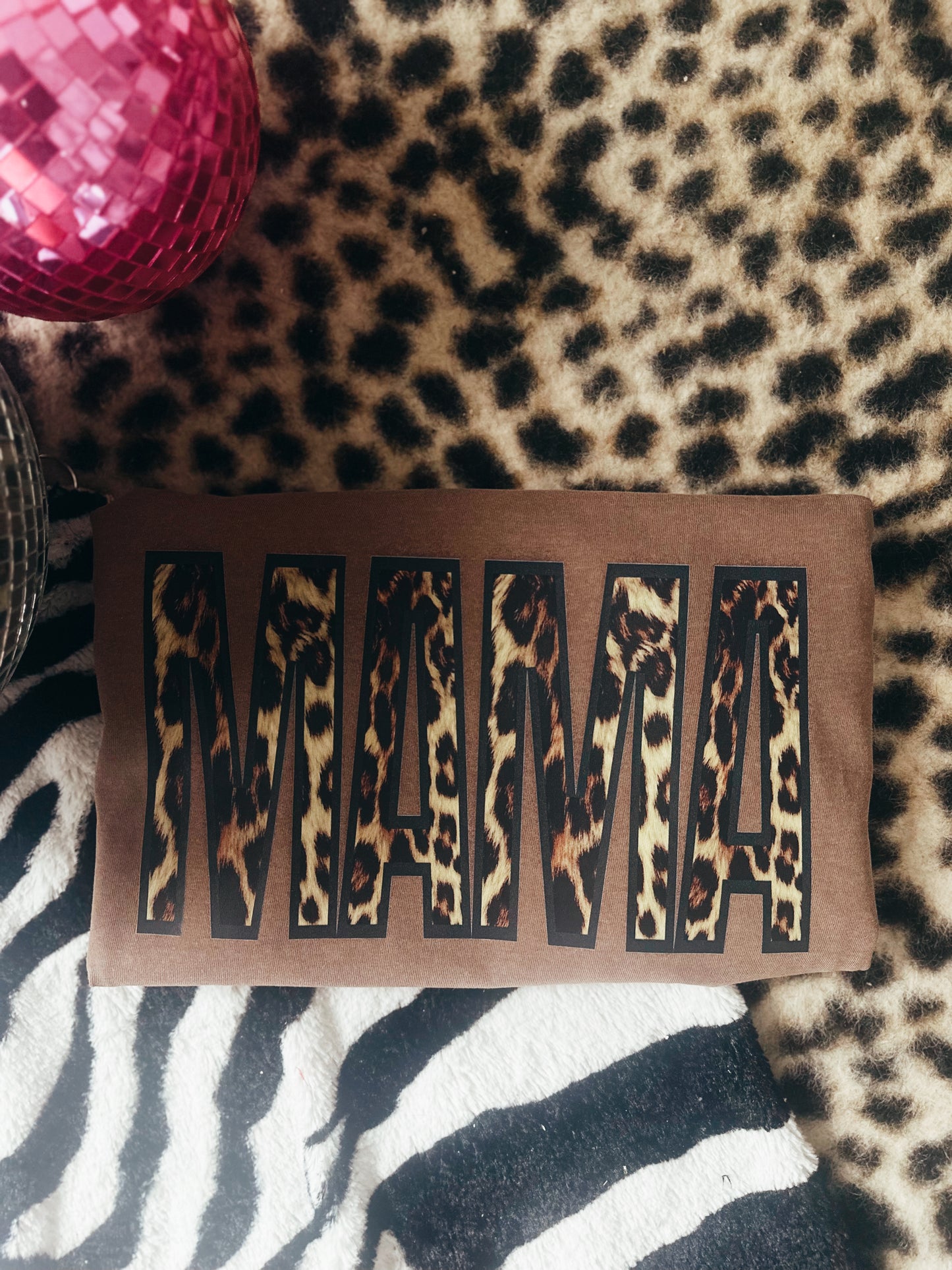 Leopard Mama Espresso comfort colors tee