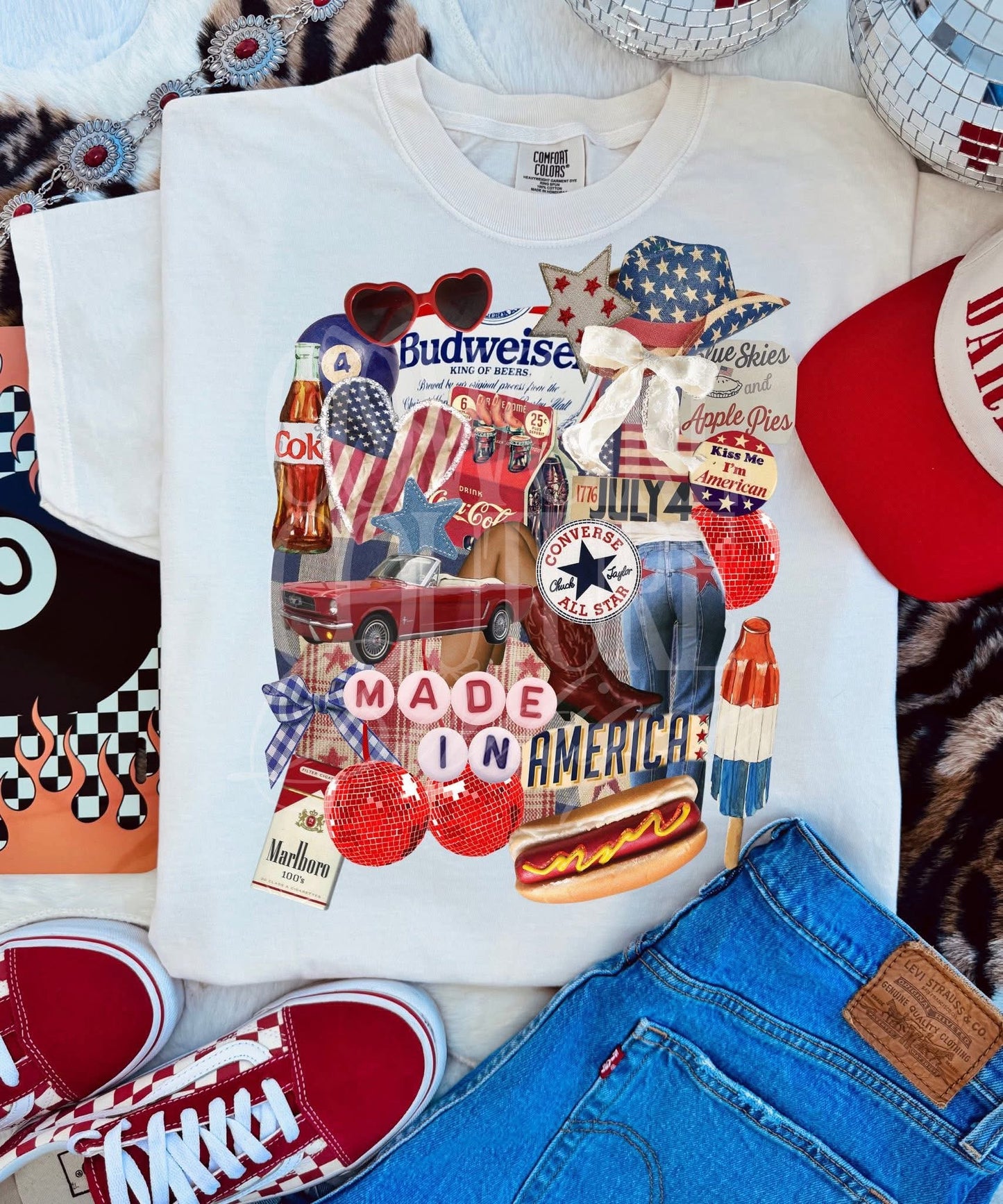 Exclusive made in America cluster collage comfort colors tee