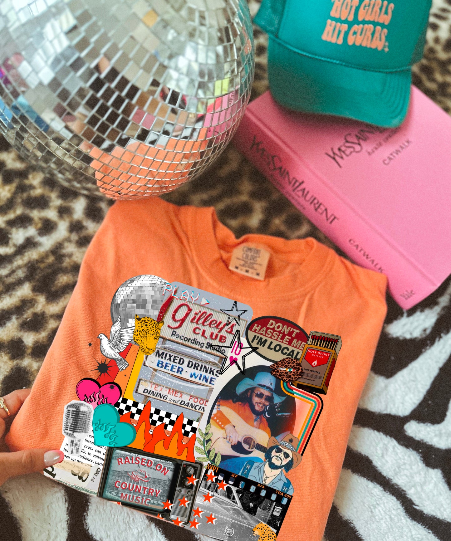 Gilleys cluster collage melon comfort colors tee