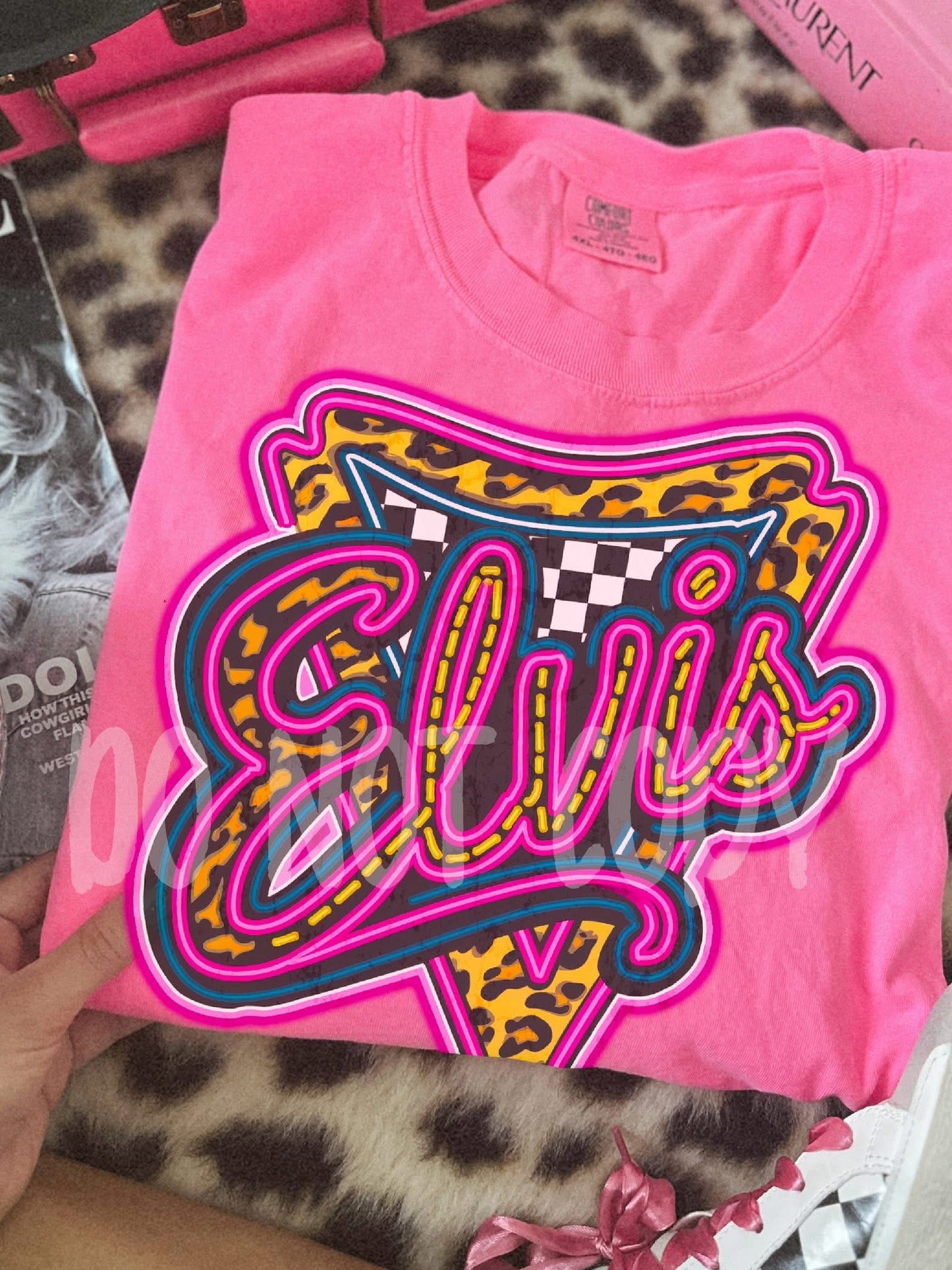 retro Elvis Neon Pink comfort colors tee
