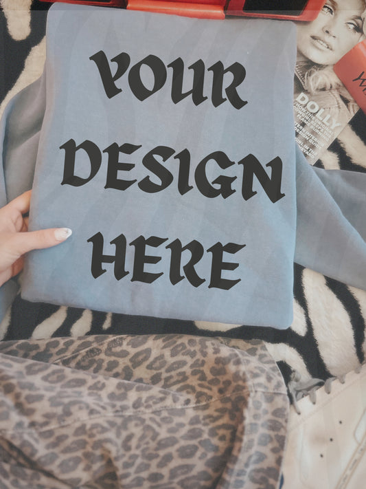 Washed Denim Comfort Colors Crew Mockup