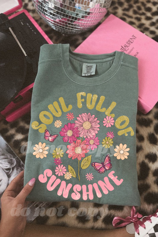 soul full of sunshine light green comfort colors tee