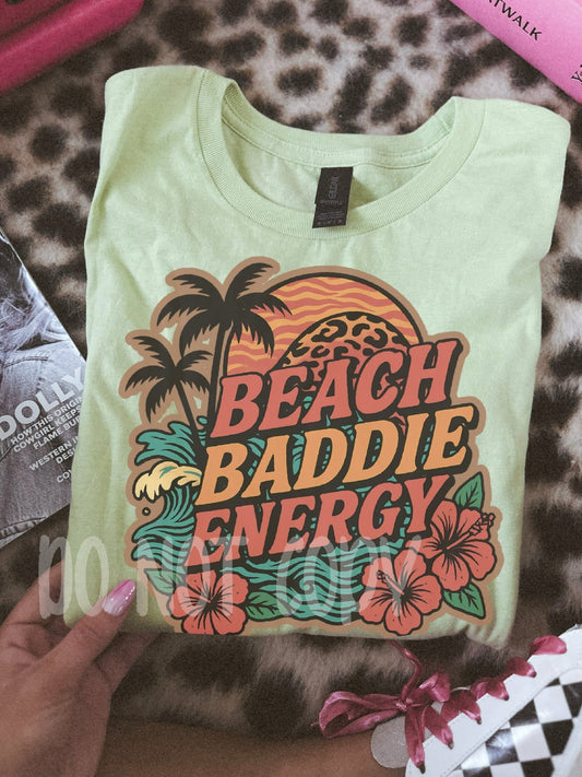 Beach baddie energy Rose kiwi gildan tee