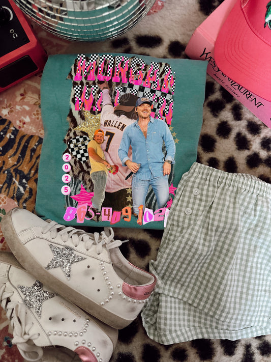 Checkered flame wallen collage seafoam comfort colors tee