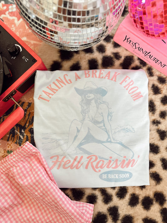 Taking a break from hell raising chambray comfort colors tee