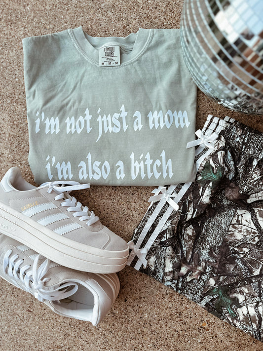 Not just a mom gray comfort colors tee
