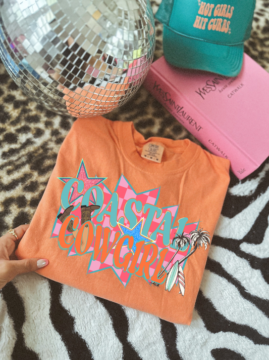 Retro coastal cowgirl melon comfort colors tee