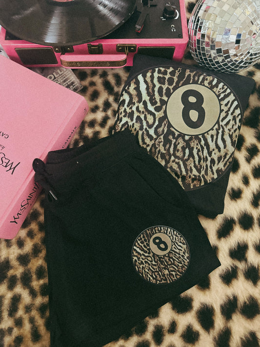 leopard 8 ball black comfort colors tee