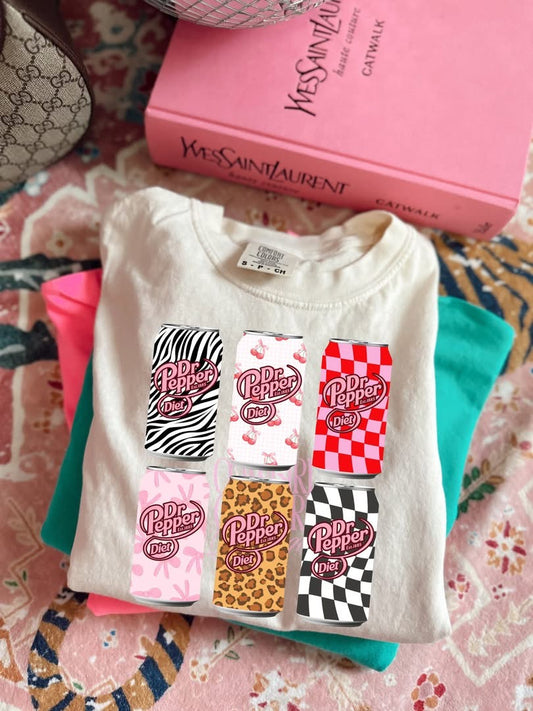 diet dr pepper 6 cans collage ivory comfort colors tee