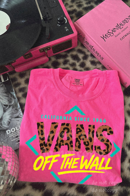 Retro off the wall neon pink comfort colors tee