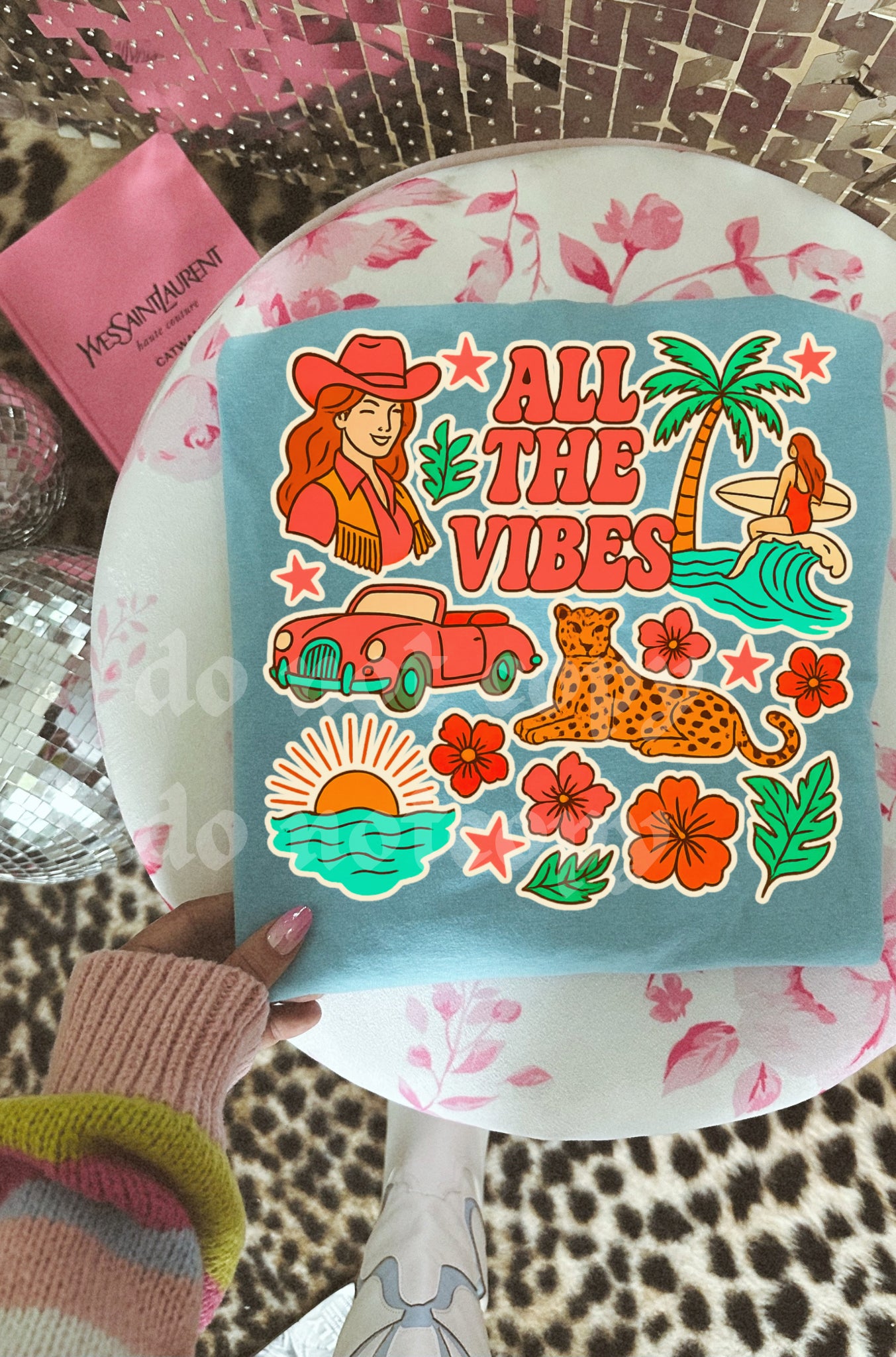 All the vibes lagoon blue comfort colors tee