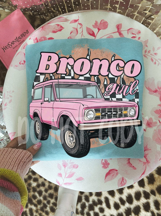 Bronco Babe Sky Blue Gildan Tee
