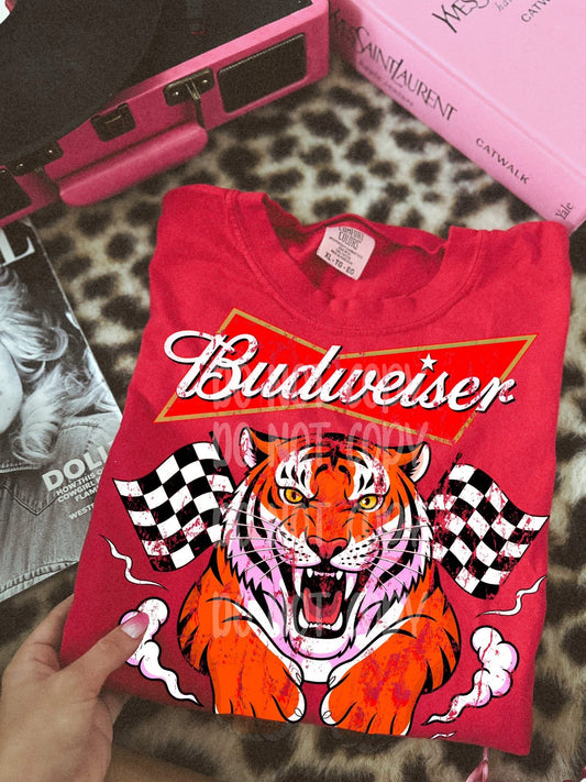 BudW tiger checkered flag red comfort colors tee