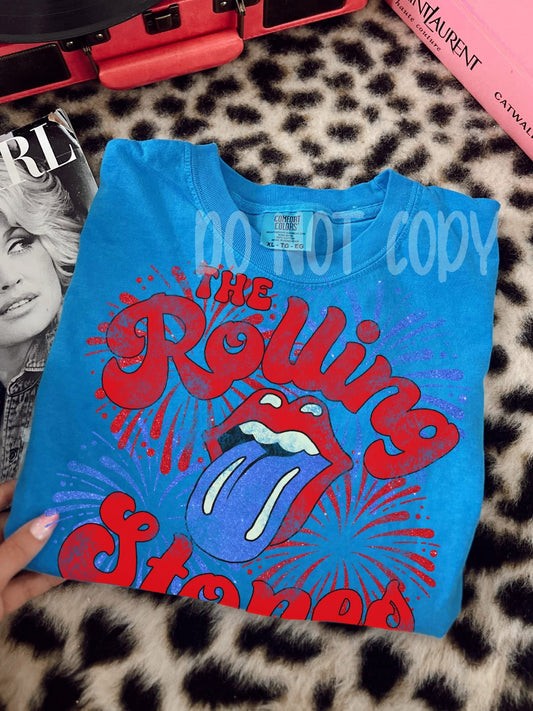 4OJ Stones Flo Blue comfort colors tee