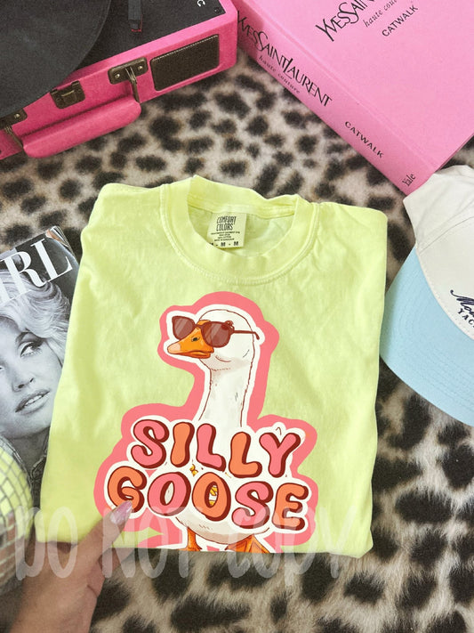 Silly Goose neon lemon comfort colors tee