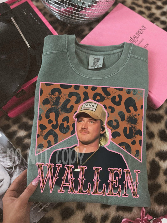 MW leopard arch light green comfort colors tee