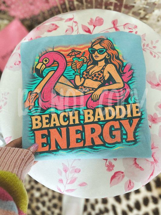 Beach baddie pool float sky blue gildan tee