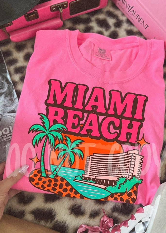 miami beach neon pink comfort colors tee